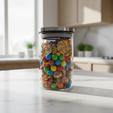 450ML Vakumlu Metal Kapaklı Borosilikat Cam Kavanoz (8.5CM*12CM) 1 Adet