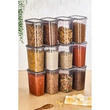 12 Li Hava Geçirmez Saklama Kabı Erzak Saklama Kabı Seti, 2.2 Litre, Un, Şeker, Bakliyat ve Daha Fazlası Için Ideal