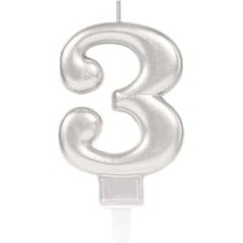 3 Rakam Mum Gümüş Renk