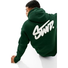 Bellanova Unisex 3 Iplik Oversize Swnd Yazı Baskılı Kapüşonlu Kanguru Cepli Rahat Günlük Hoodie Sweat