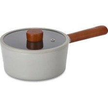 Fika Cam Kapaklı Alüminyum Döküm Sos Tenceresi 18CM Gri