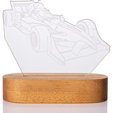 Formula 1 Yarış Arabası Tasarımlı Üç Boyutlu LED Lamba USB Bağlantılı Sarı Işık