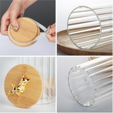 Cam Saklama Kavanozu Seti, 5 Parça, Bambu Kapaklı, 1200ML/950ML/630ML, Mutfak Gıda Saklama Kabı