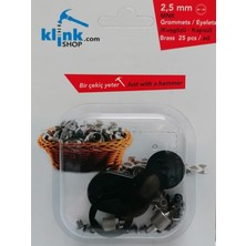 Kuşgözü 2,5 mm Kendin Yap Kiti, Bez Bebek Ayakkabısı ve Küçük Ölçekli Ürünler Için Çekiçle Uygulama Aparatları ve 25 Adet Kuşgözü Takım-Paslanmaz Pirinç (Siyah)