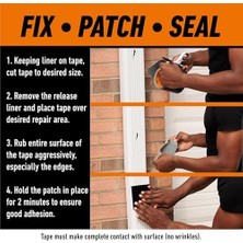 Gorilla Suya Dayanıklı Yama ve Sızdırmazlık Bandı, Siyah Bant, 10 cm x 25,2 cm (2’li Paket) - Sızıntılar ve Onarımlar Için Kalıcı Hava Koşullarına Dayanıklı Sızdırmazlık