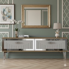 Yumedi Design TSA1204DBS - Kerem Tv Stand , Tv Sehpası 120CM Safirmeşe-Beyaz-Silver