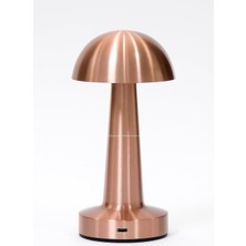Mantar Şekilli Masa Lambası 3 Fonksiyonlu Şarjlı LED Aydınlatma Dokunmatik Kontrol Dekoratif Gece Lambası Yatak Odası Salon Ofis Işık (Bakır)