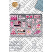 Pink Aesthetic Temalı Etiket Seti 1 - Pembe - Laptop Notebook Telefon