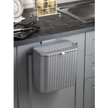 Mutfak Tezgah Üstü ve Dolap Askılı Çöp Kovası 12LT Gri (NVE163)