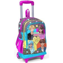 Işıklı Tekerlekli Çekçek Okul ve Seyahat Çantası Kız Çocuk Gri