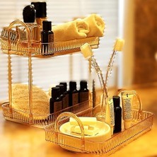 Banyo Düzenleyici Organizer Banyo Rafı (Sarı, Tek + Iki Katlı Set)