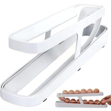 2 Katlı Otomatik Yumurta Standı - Buzdolabı Için Yumurtalık Rafı ve Saklama Kabı, Mutfak Organizeri