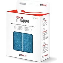 Polti Moppy Genel Microfiber Bez Seti 2'li, Tüm Yüzeyler Için Uygun, Makinede Yıkanabilir, Pamuklu, Mavi