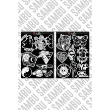 Aesthetic Temalı Etiket Seti 1 - Siyah Beyaz - Laptop Notebook Telefon