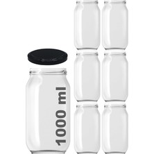1000 ml Şeffaf Cam Kavanoz 1000 cc Konserve Metal Kapaklı Cam Kavanoz 6 Adet (Şeffaf, 1000 Cc)