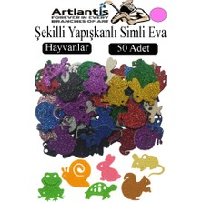 Artlantis Şekilli Simli Eva Yapışkanlı 50 Li 1 Paket Kendinden Yapışkanlı Simli Eva Sticker Okul Öncesi Kreş Ana Sınıfı