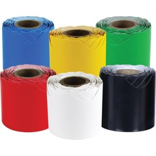 Dellosa Education 6 Rulo 216 Ft Oymalı Bülten Panosu Bordürleri, Mavi, Sarı, Yeşil, Kırmızı, Siyah ve Beyaz Sınıf Bordürleri, Bülten Panosu ve Sınıf Dekoru Için, 36 Ft Her Bülten Panosu Rulosu
