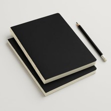 Özel Tasarım Siyah Kapaklı A4 Defter - 180 Derece Açılabilir, Sırtı DIKIŞLI,%100 El Işçiliği, Ofis, Okul, Günlük Kullanım Için Ideal Defter (Çizgisiz)