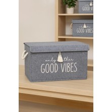 Pazar Kapısı Keçe Çok Amaçlı Kapaklı Düzenleyici Kutu 35 x 24 x 24 cm (Mini, Gri)