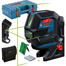 Professional Gcl 2-50 G Çizgi LAZER(15M Çalışma Alanı [alıcı ile 50 M], 4 x Aa Pil, Ip 64 Toza Karşı Koruma Sistemi, Yeşil Lazer, RM10 Tutucu, Takım Çantası)