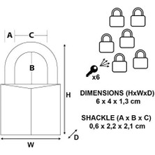 – 140EURSIX – 6 Aynı Anda Pirinç Asma Kilit 40 mm