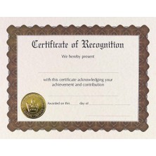 Papers! Tanıma Sertifikası Önceden Basılmış, Altın Folyo ve Kabartmalı, 8.5" x 11", 6 Adet (930200)