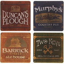 AS2340 Emici Altlık, 4 – 1/4 Inç, Irish Pubs, Set 4