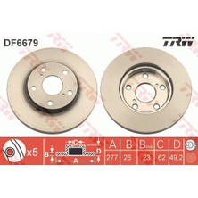 Trw DF6679 - Ön Fren Aynası Aurıs-Corolla 1.4d 12 5b 277MM