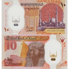 Banknoting Mısır 10 Pound 2023 Polymer. Mısır Giza Piramidi-Kraliçe Hatşepsut. Çil.