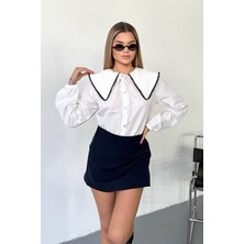 Jee Lee Kadın Bebe Yaka Bağlama Detaylı Gömlek Beyaz - 26Y 2150