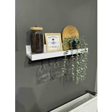 Modern Tasarımlı Kahve Köşesi Rafı Tek ve (6'lı Demir Fincan Askılığı) 70X16 Ölçülerinde Cfa Dekor