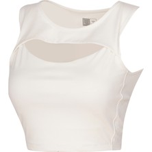 Hummel Bra Sagrado Kadın Ekru Yuvarlak Yaka Atlet