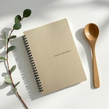 12 Haftalık A5 Beslenme ve Kilo Takip Planlayıcı Defter | Spiralli, Deri Kapaklı, Günlük ve Haftalık Takip | Healthy Journal (Bej)