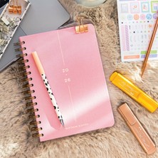 2026 A5 Spiralli Haftalık Ajanda 12 Aylık - Şeker Pembe