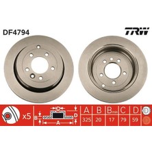 Trw DF4794 - Fren Dıskı Arka Dıscovery 3 L319 04 09 Dıscovery 4 L319 09 18