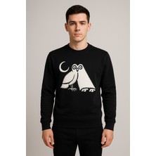 Yusgos Unisex Erkek/kadın Nakışlı Pamuklu Kapüşonlu Sıfır Yaka Sweatshir