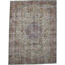 Kilim Antik El Dokuma Dekoratif Göbekli Eskitme Yün Halı 0878 - Vintage - Çok Renkli