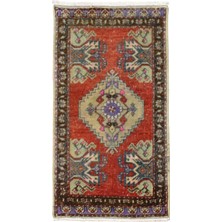 Kilim Antik El Dokuma Eskitme Anadolu Yün Halı 0890 - Vintage - Çok Renkli