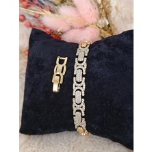 Tuel Altın Renk Taşlı Kadın Çelik Bileklik