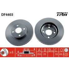 Trw DF4403 - Ön Fren Aynası Corolla 1.4-1.6-1.8 Vvt-I 01/02 255×25X4DLXHAVALI