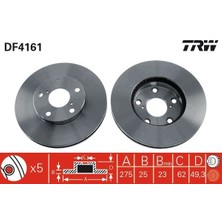 Trw DF4161 - Ön Fren Aynası Rav4 Iı 1.8VVT-2.0 16V 00 2.0VVTI-2.4VVTI-2.0D-4D 01 275×25X5DLXHAVALI