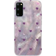 Samsung Galaxy S20 Fe Uyumlu Kılıf Zebana Pink Heart Silikon Kılıf Lila