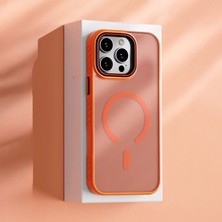 Apple iPhone 15 Pro Max Uyumlu Kılıf Zebana Aura Silikon Kılıf (Kablosuz Şarj) Turuncu