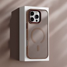 Apple iPhone 16 Pro Max Uyumlu Kılıf Zebana Aura Silikon Kılıf (Kablosuz Şarj) Desert Titanyum