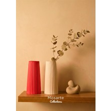Mosarte Ribbed Yivli Tasarım Modern Dekoratif Vazo 2'li
