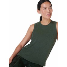 Sweaty Betty SB9666-301 Soft Flow Studıo Tank Koyu Yeşil Normal Düz Kadın Atlet