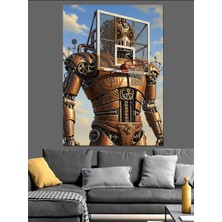 Tablomega Basketbol Potası Robot Adam Dekoratif Kanvas - Mdf Ahşap Tablo