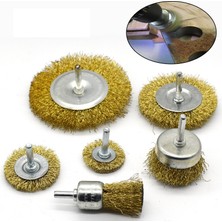 Judge 6 Parça Matkap Ucuna Takılan  Pimli Tel Fırça Seti -Pas Yağ Kir Boya Yapışkan Çözücü Fırça