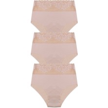 Koza İç Giyim Kadın 3'lü Yüksek Bel Dantel Detaylı Külot