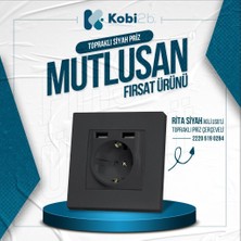Mutlusan RİTA SİYAH ÇERÇEVELİ İKİLİ USB'Lİ TOPRAKLI PRİZ